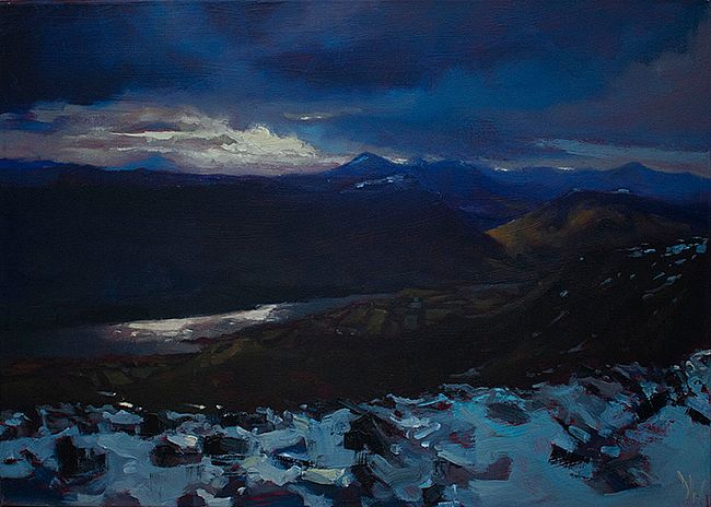 Snow, descending Nephin by Dave West
